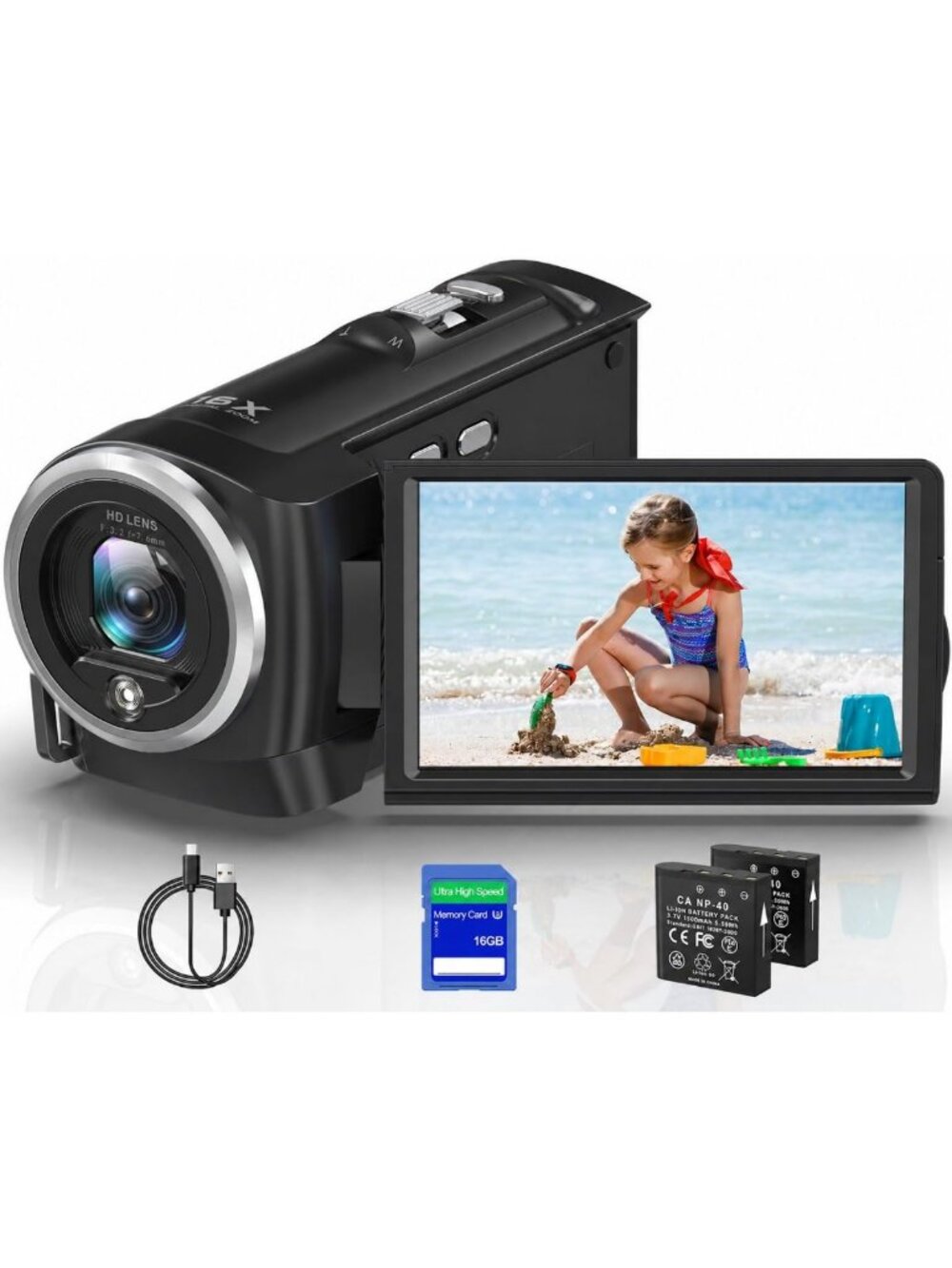 2.7K Video Camcorder QHD 56MP for YouTube Vlogging & Streaming - High-Quality